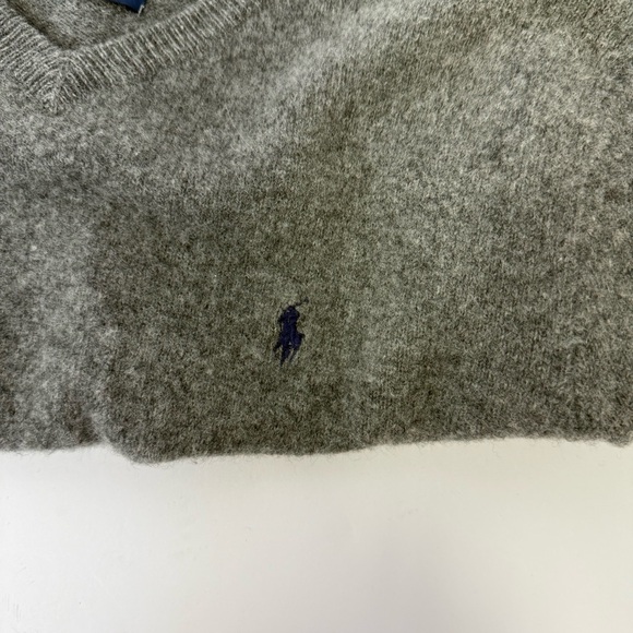 Polo Ralph Lauren Gray Lambswool Sweater XL V-Neck Classic Fit - Picture 10 of 12